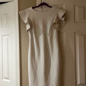 Calvin Klein Cream Sheath Dress with Flutter Cap Sleeves